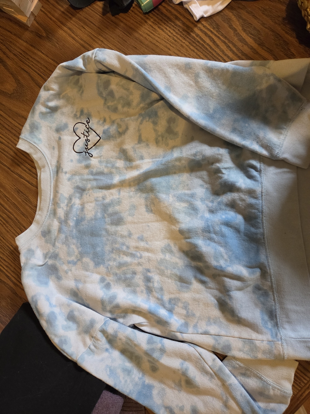 Tie-Dye Light Blue & White Sweatshirt with Script Logo